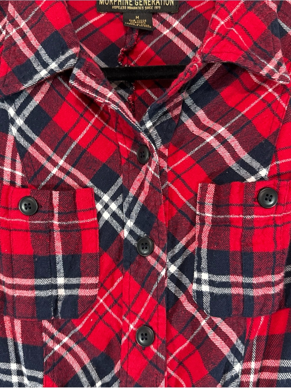 Morphine Generation Plaid Shirt Dress - Womens M - Red Grunge Rock Metal Y2K - Picture 3 of 15